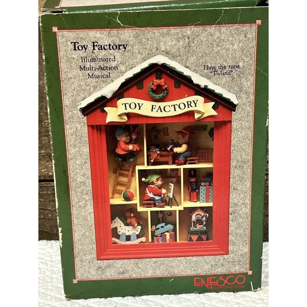 Rare-Vintage 1991 Enesco Small World Of Music ( Toy Factory)‎ Working!